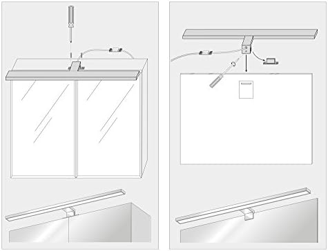 SEBSON® LED Bathroom Mirror Light 60cm, Mirror Lighting Cabinet Mounted + Clip On, Neutral White 4000K, 12W, 900lm, IP44-600x108x44mm