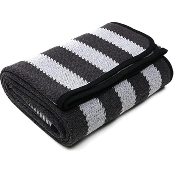 ACUSHLA Merino Wool Blanket - Warm, Thick, Washable, 87" x 63" Large Throw for Outdoors, Camping,Couch, Bed, Travel - Super Soft Wool Blanket- Grey Stripe