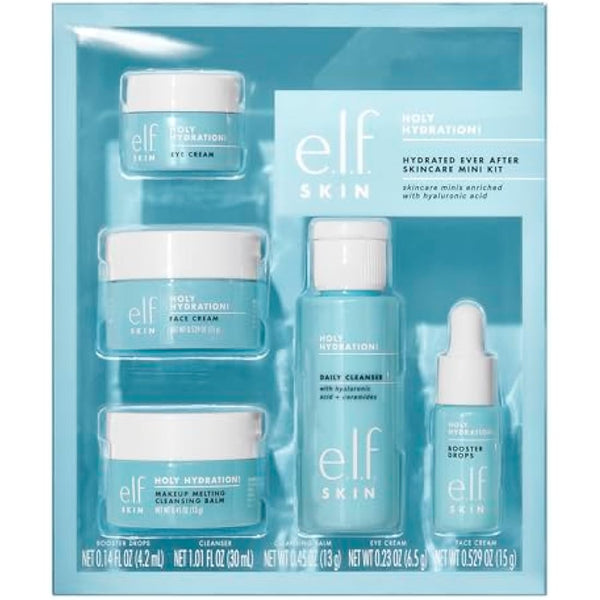 e.l.f. SKIN Hydrated Ever After Skincare Mini Kit, Cleanser, Makeup Remover, Moisturiser & Eye Cream For Hydrating Skin, Airplane-Friendly Sizes