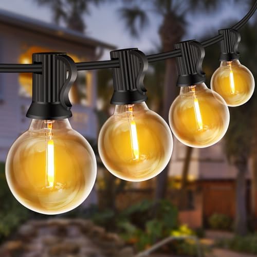 ZYRIVON 30M/100FT Outdoor Lights Mains Powered, 50+3 LED Garden Lights, Shatterproof Waterproof Outside Lights, Warm White String Lights for Garden, Yard, Wedding, Christmas, Gazebo, Fence, Roof