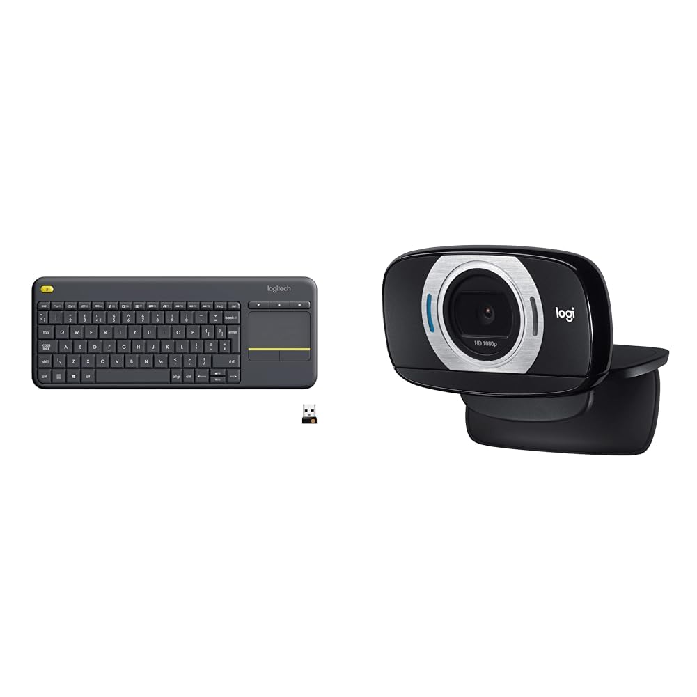 Logitech K400 Plus Wireless Touch TV Keyboard With Easy Media Control and Built-in Touchpad, HTPC Keyboard for PC-connected TV, Windows, Android, Chrome OS, Laptop, QWERTY UK English Layout - Black