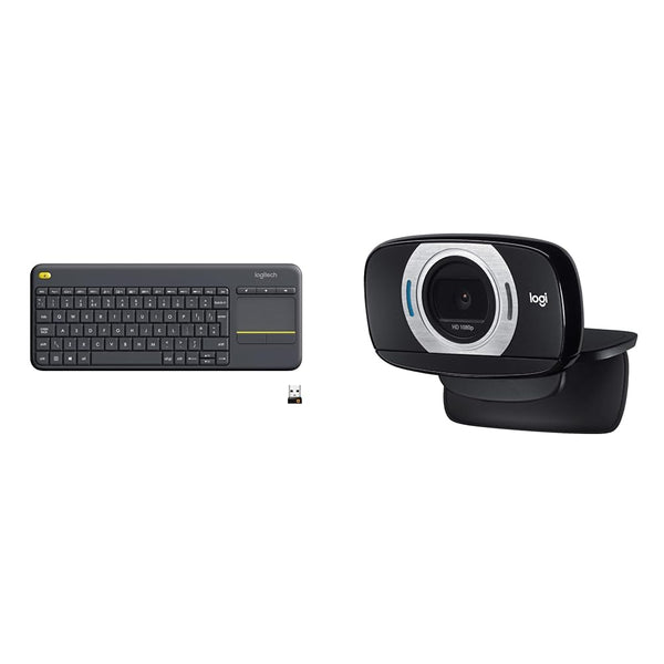 Logitech K400 Plus Wireless Touch TV Keyboard With Easy Media Control and Built-in Touchpad, HTPC Keyboard for PC-connected TV, Windows, Android, Chrome OS, Laptop, QWERTY UK English Layout - Black