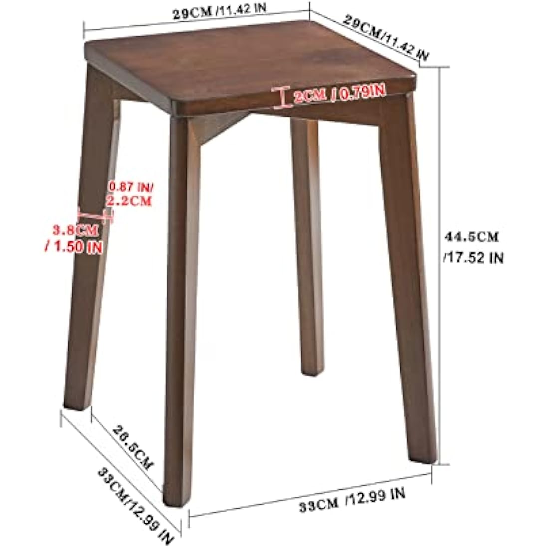 Aibiju Square Wooden Stool, Dressing Table Stool, Solid Wood Makeup Stool, Step Stool, Kids Small Table, Perfect Size for your Living Room, Bedroom (Brown, 1 Piece),YDEU-1500