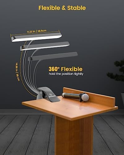 Glocusent 57 LED Super Bright Music Stand Light, Eye Caring Clip-on Piano Light, 3 Color & 5 Brightness, USB-C Rechargeable, Long Lasting up to 140 Hrs, Perfect for The Piano, Sheet Music, Guitar