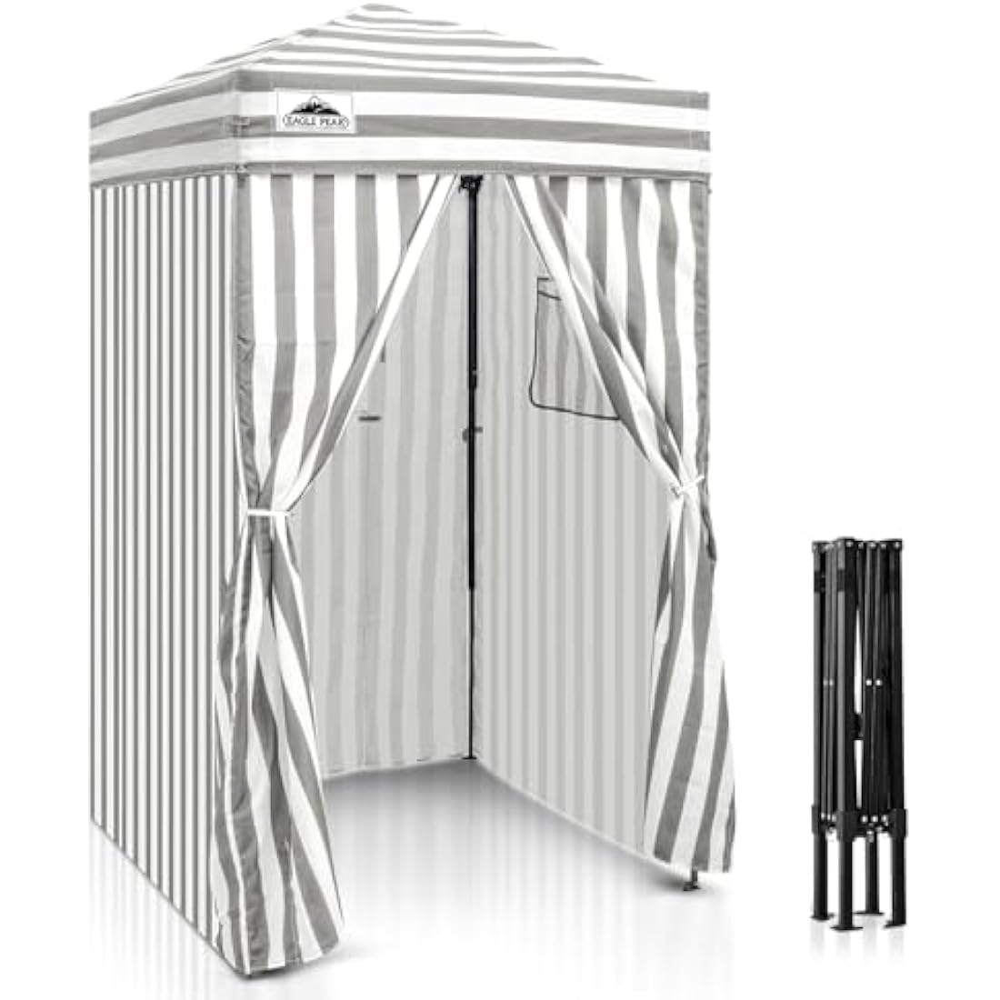 EAGLE PEAK Flex Ultra Compact 1.2m x 1.2m Pop-up Changing Room Canopy, Portable Privacy Cabana for Pool, Fashion Photoshoots, or Camping, Gray/White