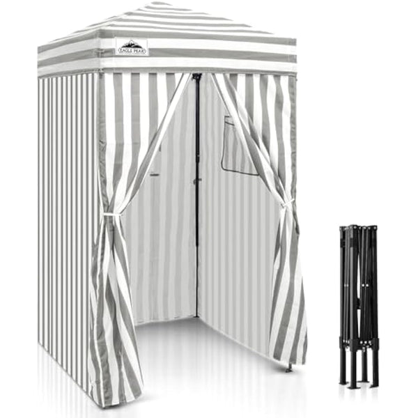 EAGLE PEAK Flex Ultra Compact 1.2m x 1.2m Pop-up Changing Room Canopy, Portable Privacy Cabana for Pool, Fashion Photoshoots, or Camping, Gray/White