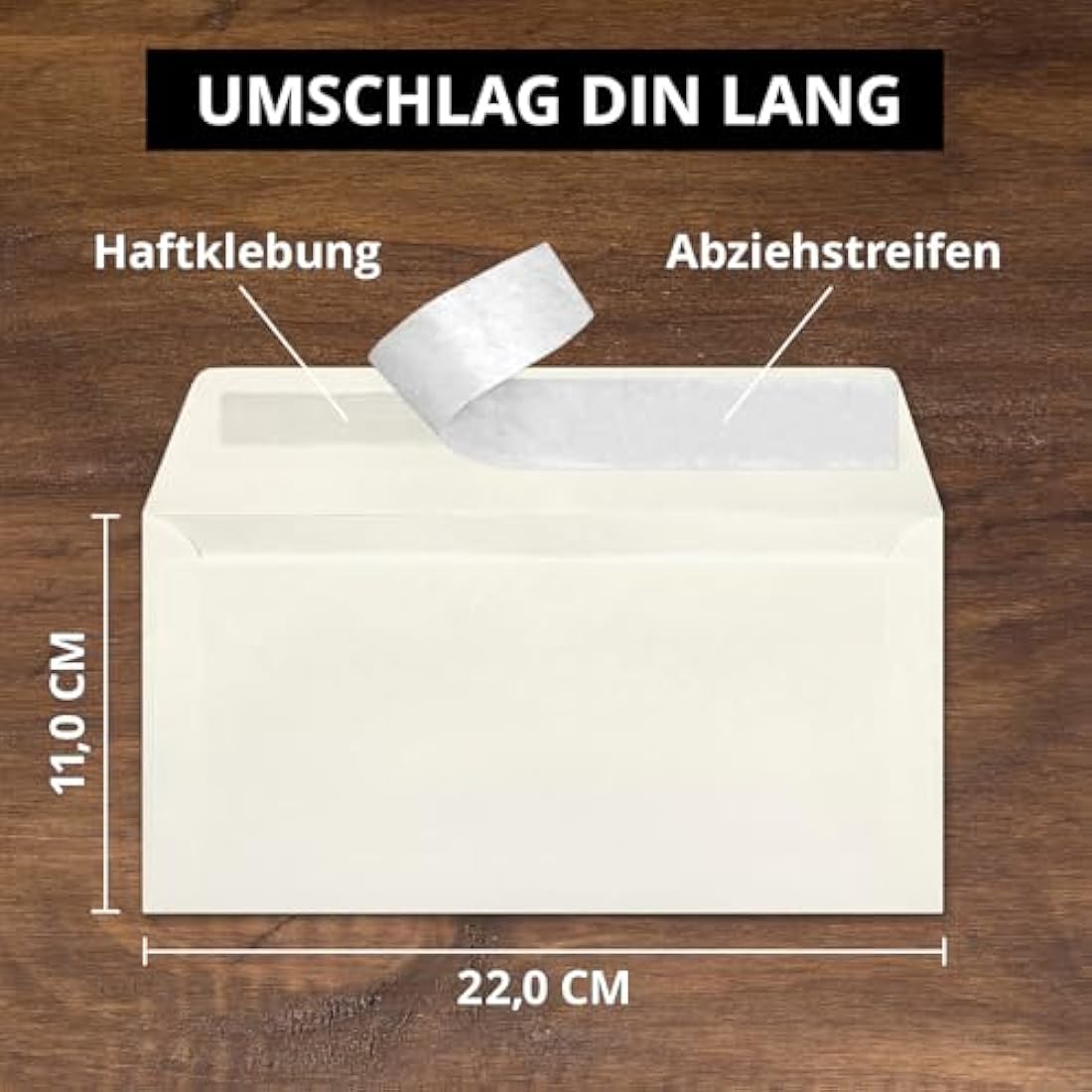 Envelopes DIN Long – Natural White – Premium Quality – 110 g/m² – 110 mm x 220 mm – Very Stable – Self-Adhesive – Quality Brand: Neuser Colourful 150 Umschläge Natural White