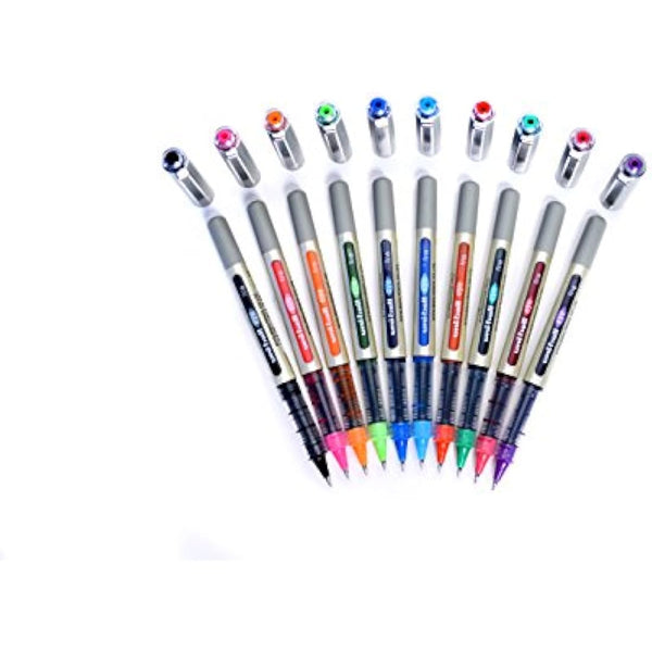 uni-ball UB-157 Eye Rollerball Pens. Premium Fine 0.7mm Ballpoint Tip for Super Smooth Handwriting, Drawing, Art, Crafts and Colouring. Fade and Water Resistant Liquid Uni Super Ink. Pack of 5 Blue