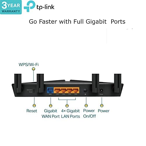 TP-Link Archer AX53 AX3000Mbps Dual-Band WiFi 6 Router, Fast Full Gigabit Ports, Ultra-Low Latency, EasyMesh Compatible, WPA3, Optimal for Gaming, Works with Alexa, Client & Server VPN