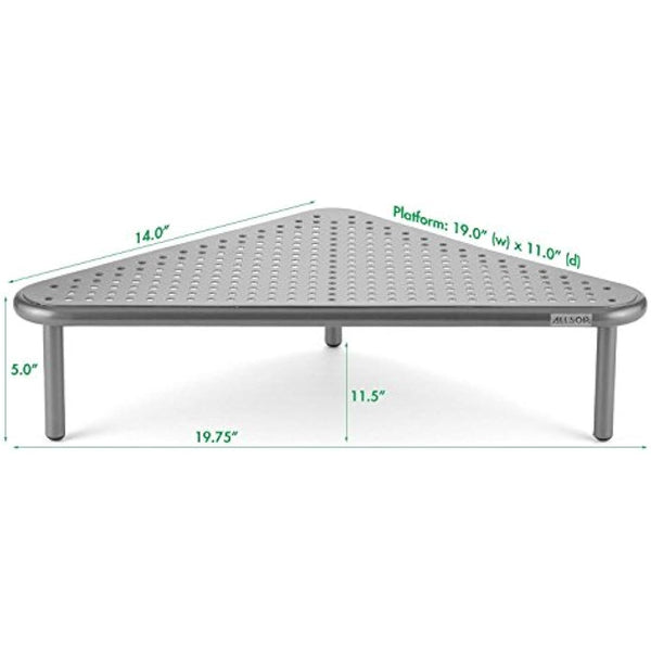 Allsop Metal Art Corner Monitor Stand, Holds 18kg (40 lbs), Great for Small Offices - Silver (06478)