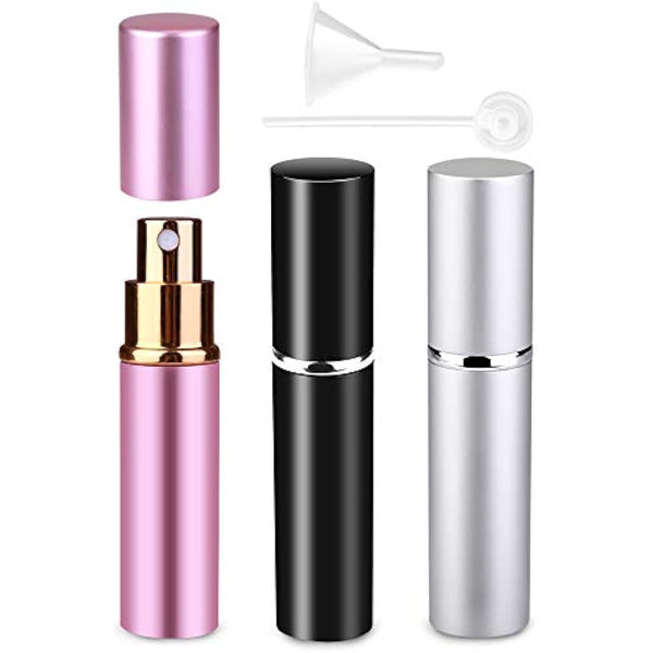 Refillable Travel Perfume Atomiser - 3 Pcs 10ml Mini Portable Spray Bottles for Aftershave With Funnel and Diffuser Tool