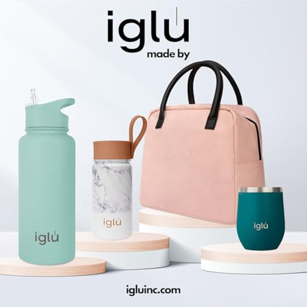 iglu Reusable Water Bottles | Premium Double Walled Stainless Steel | 1 Litre Vacuum Insulated Bottle | Leakproof Straw Lid | Sweatproof & BPA Free | Great His & Her Eco Gift (Himalayan Pink, 1L)