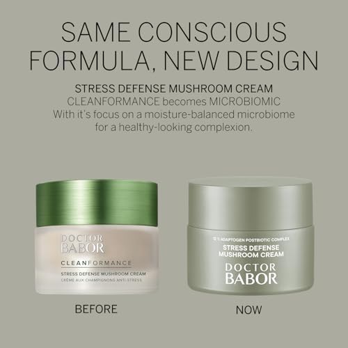 DOCTOR BABOR CLEANFORMANCE Stress Defense Mushroom Cream with Extracts of Reishi, Chaga, Shiitake Mushrooms & Ginseng root | Face Cream | Moisturizing | For Face, Neck & Décolleté 50ml
