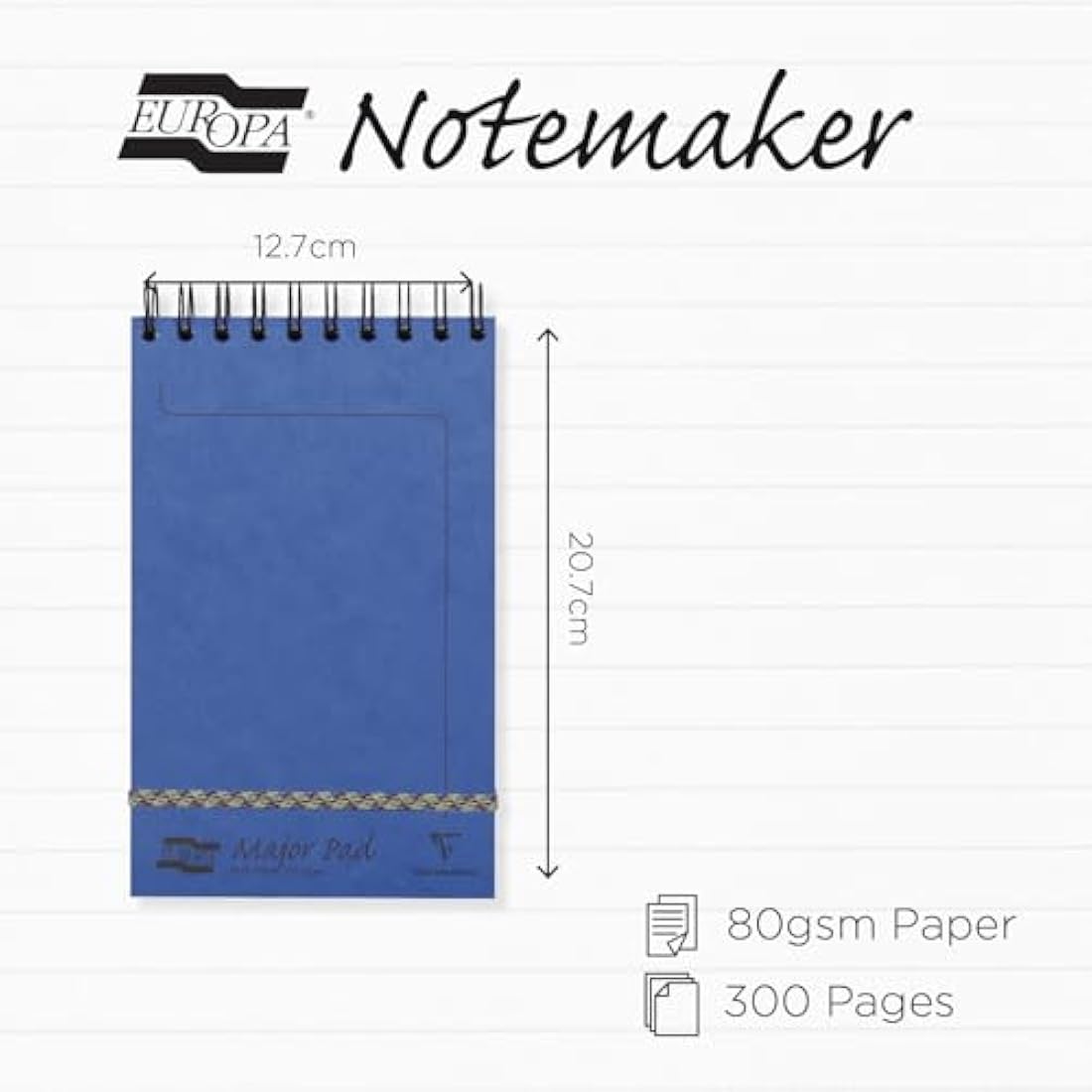 Europa 300 Page Major Wire Top Ruled Pad - Assorted Colour (Pack of 10)