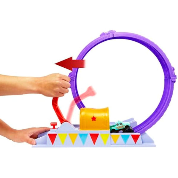 Disney and Pixar Cars On The Road Showtime Loop Playset with Ivy Monster Truck, Launcher and Movable Target, Toy Gift for Kids, HGV73