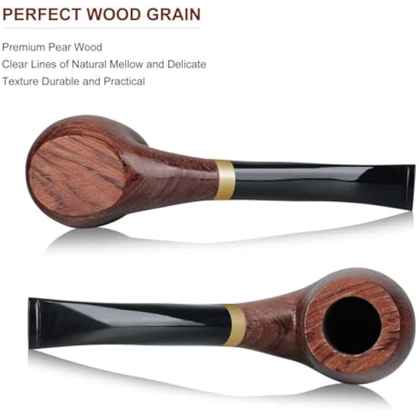 Joyoldelf Handmade Rosewood Tobacco Pipe - Wooden Smoking Pipe with Flat Bottom, Classic Pipe Set for Beginner and Pipe Lover with Gift Box and Accessories