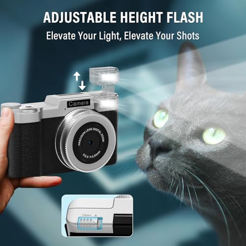 Digital Camera,4K 64MP Cameras for Photography with Beauty Light 180°flip Screen Compact Vlogging photo Camera, 18 Digital Zoom, Adjustable Flashlight