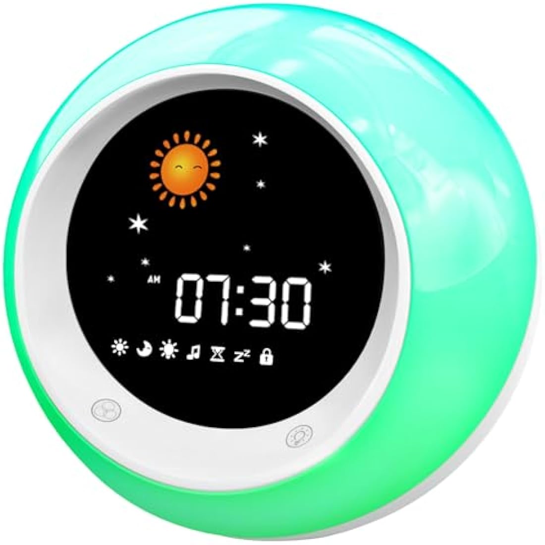I·CODE Sun & Moon Rise Kids Alarm Clock, Children's Sleep Trainer, Sleep Sound Machine, Wake Up Light & Night Light, Teach Kids Day & Night