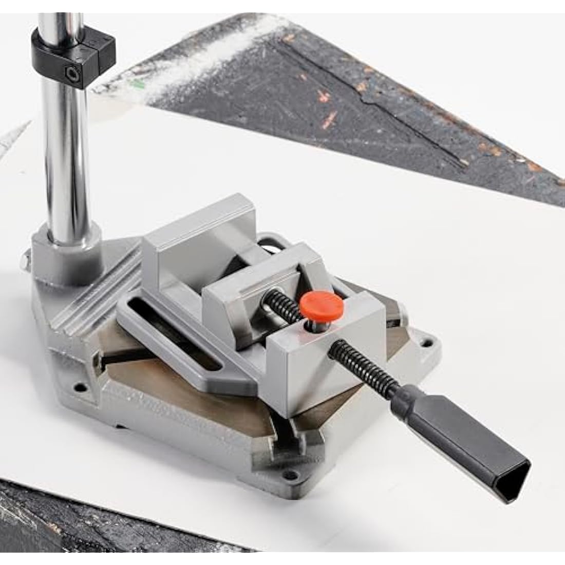 Clarke CDS3 Drill Stand with Vice, Adjustable Depth Stop, for 43mm & 38mm Collar Diameter Hand-Held Electric Drills - Drill Not Included