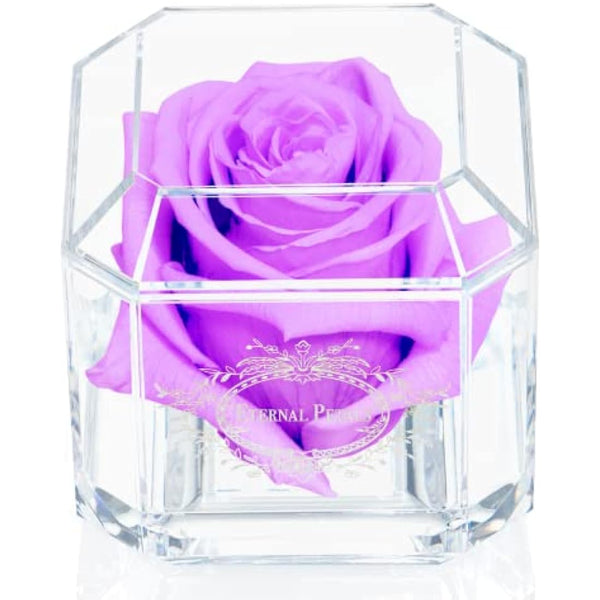 A 100% Real Rose That Lasts Years - Eternal Petals, Handmade in UK – White Gold Solo (Lilac)