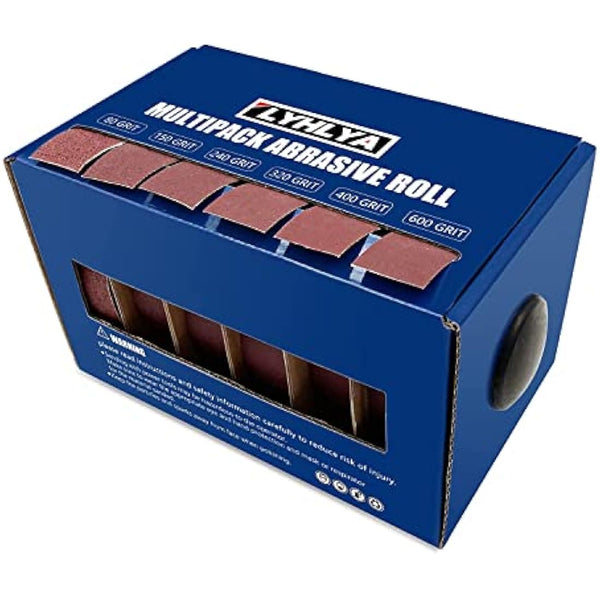 6 Rolls Sandpaper, 2.5cm x 8m Sand Paper Abrasive Paper with Dispenser Emery Cloth Roll for Wood Furniture Finishing Metal Sanding Automotive Polishing, 80/150/240/320/400/600