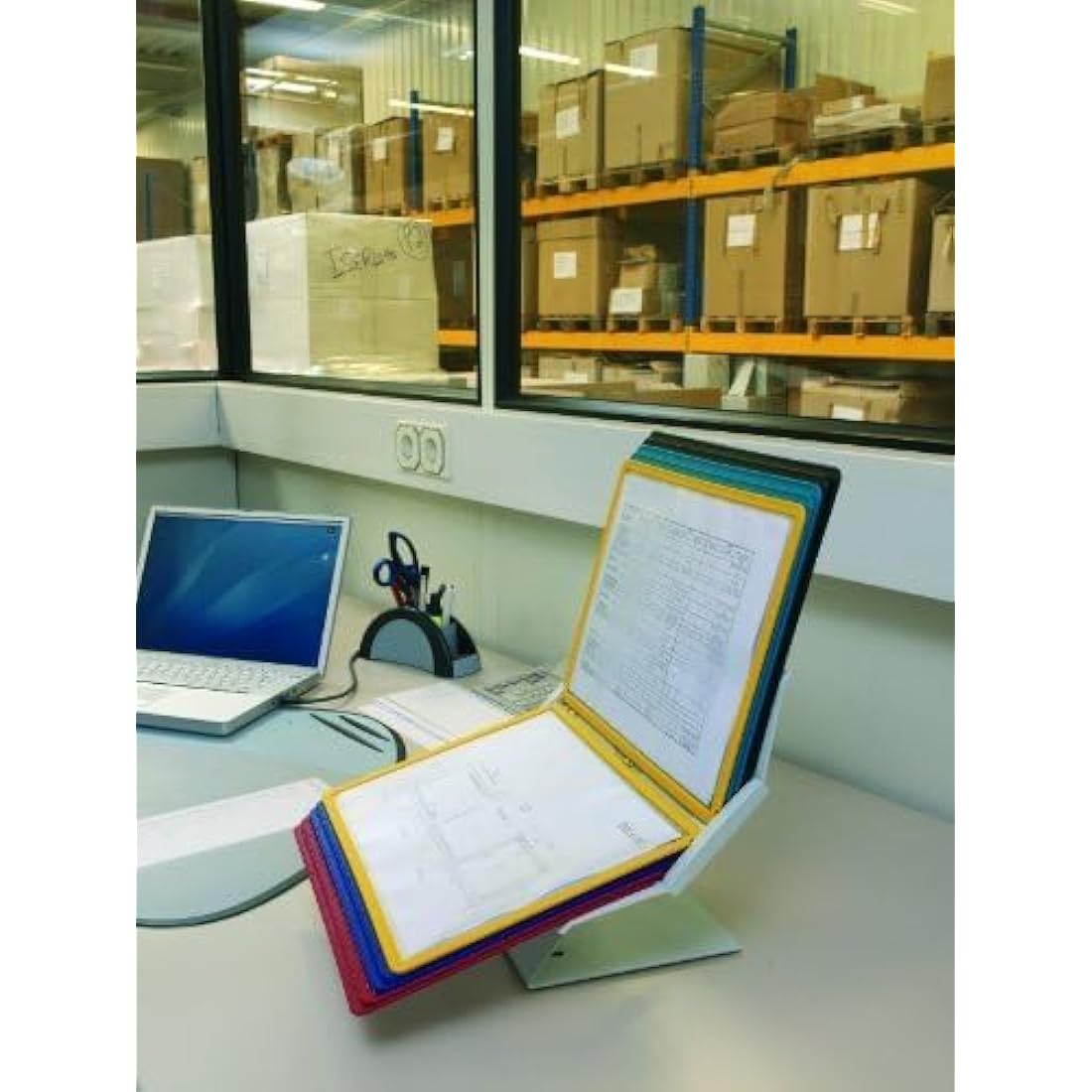 Durable VARIO PRO Display Panel Desk Unit | 10 Panels and Tabs in Assorted Colours | Rotates 90° | Ideal for Display ing A4 Documents