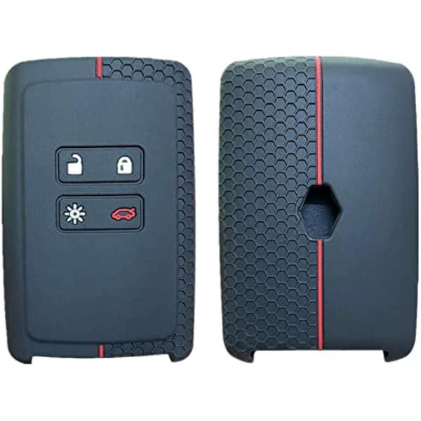 Happyit Silicone Car Key Cover Cases for Renault koleos Kadjar 4 Buttons Remote Control Skin Shell (Black + Red)