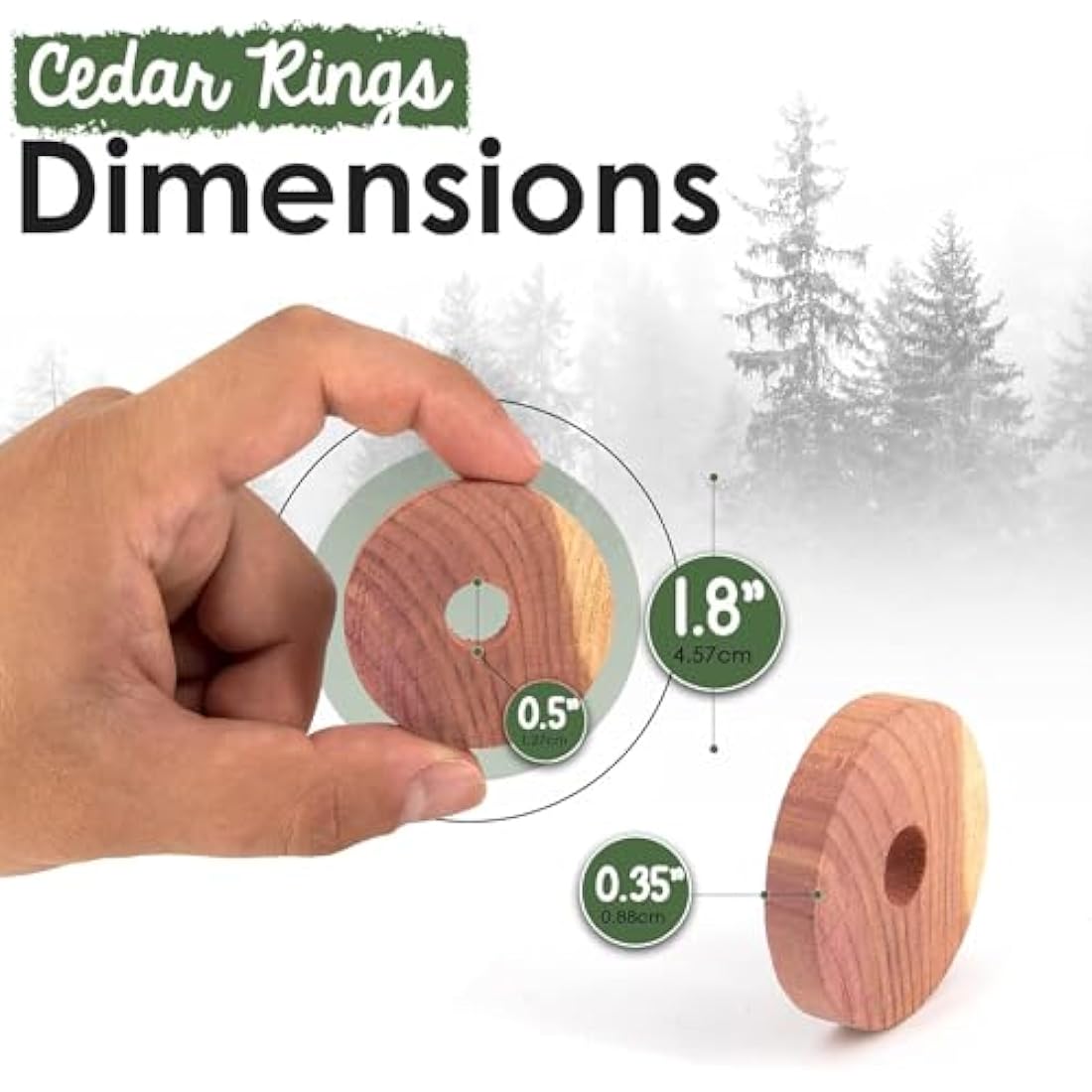 ecoKiwi Moth Repellent for Wardrobes Cedar Rings - 55 Pack - 100% Natural Cedar Balls - Anti Moth Products - Cedarwood Oil Moth Repellent for Rooms & Clothes - Moth Balls for Wardrobe with Sandpaper