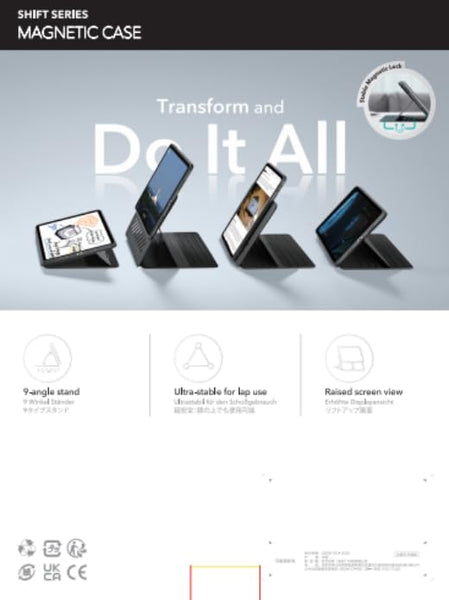 ESR for iPad Pro 12.9 Case (6th/5th Generation, 2022/2021), Removable Magnetic Cover, Adjustable Portrait/Landscape Stand with Raised Display View, 9 Standing Angles, Shift Series, Black