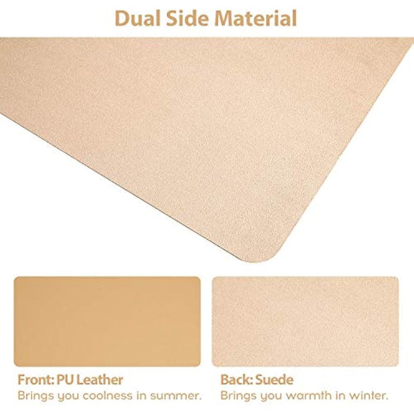 DOBAOJIA Mouse Pad Extended Mouse Mat X-Large Desk Pad Large Desk Blotter Writing Pad for Laptop/Office/Home, PU Leather Waterproof +Suede Non-Slip 31.5'' X 15.7'' (Khaki)