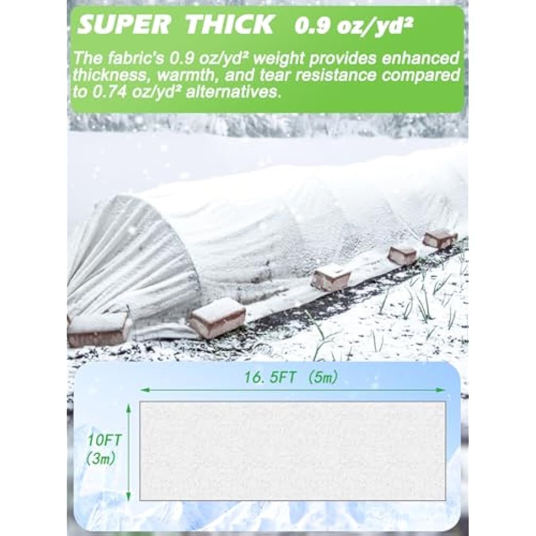 Abimars Garden Fleece 30gsm, 3m x 5m Horticultural Fleece for Plants, Plant Fleece Frost Protection, Non-Woven Fabric Cover Frost Protection for Plants