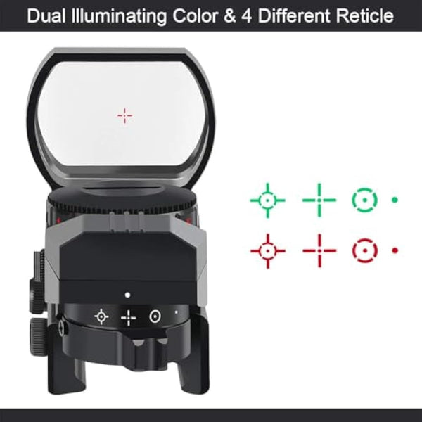 Feyachi Red Dot Sight Reflex Sight Green & Red Adjustable Reticle (4 Styles) Riflescope with 20mm/22mm Weaver/Picatinny Rail Mount and Cover for Hunting Crossbow