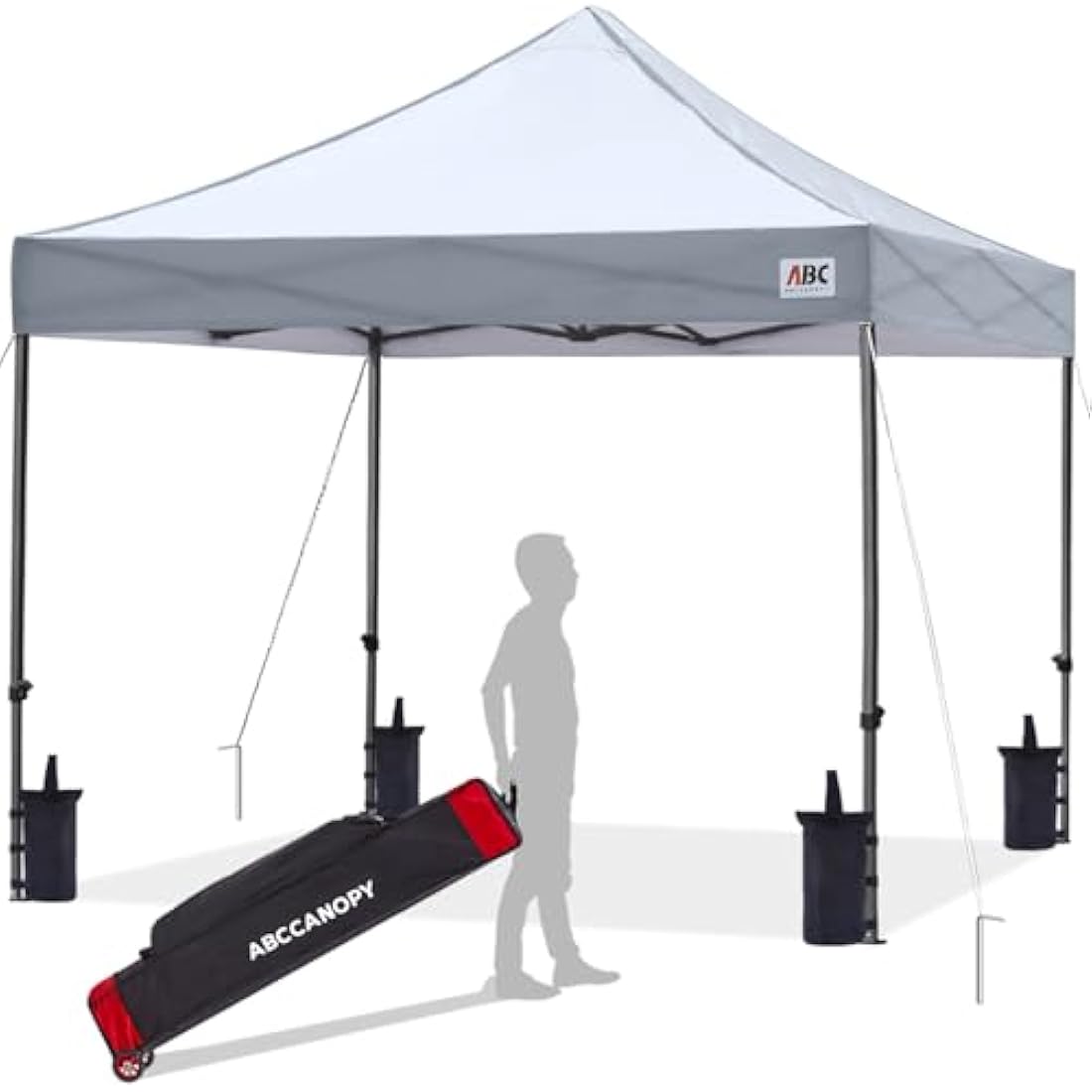 ABCCANOPY Pop Up Gazebo with Detachable Awning, Commercial Market stall, Bonus Upgraded Roller Bag, 4 Weight Bags, Stakes and Ropes