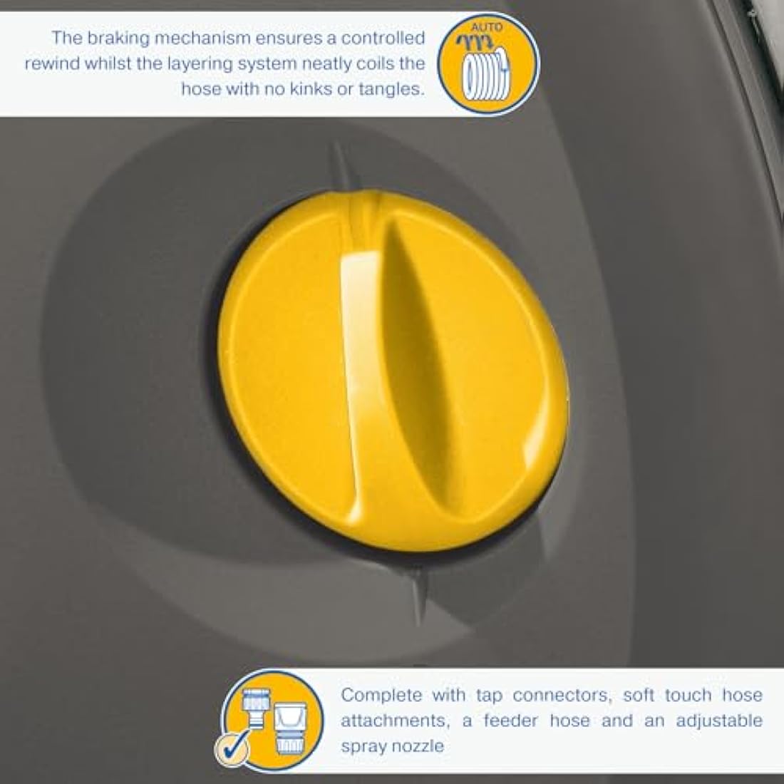 HOZELOCK - Auto Reel Wall-mounted 40m: Easy to Install, Child-lock, Auto-rewind, Ready-to-use with Nozzle, Fittings, Hozelock Hose and Accessories Included 5 Year Guarantee* [2595R8000]