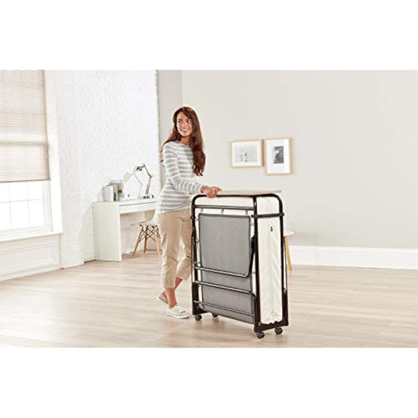 Jay-Be Visitor Contract Folding Bed with Performance e-Fibre Mattress and Automatic Folding Legs, Compact, Single, Black