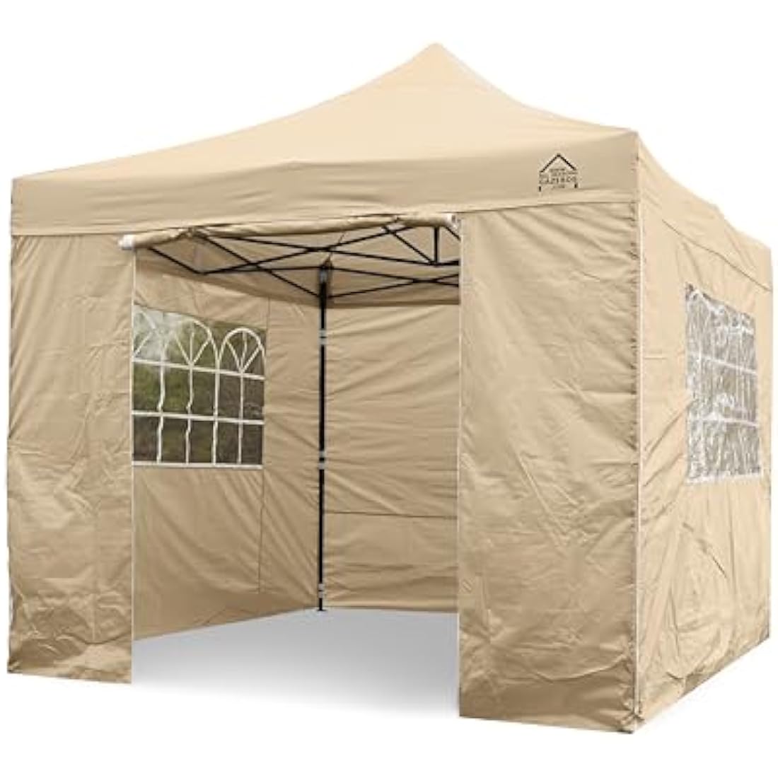 All Seasons Gazebos 3x3m Heavy Duty Fully Waterproof Pop up Gazebo With 4 Side Walls and Accessory Pack - Beige
