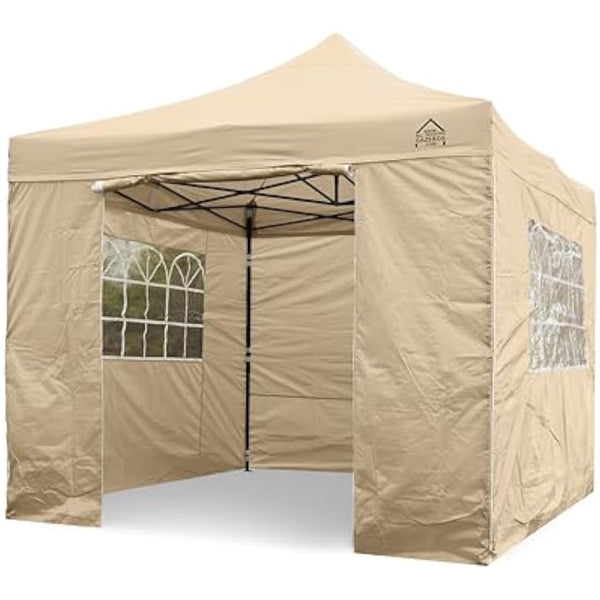 All Seasons Gazebos 3x3m Heavy Duty Fully Waterproof Pop up Gazebo With 4 Side Walls and Accessory Pack - Beige