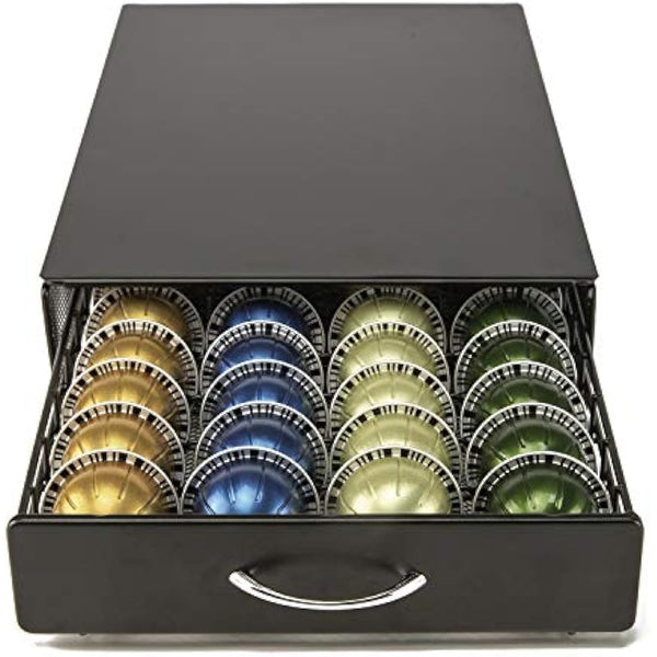 HiveNets Nespresso Vertuoline Capsule Drawer Compatible Vertuo Coffee Storage Metal 40 Pods Capacity