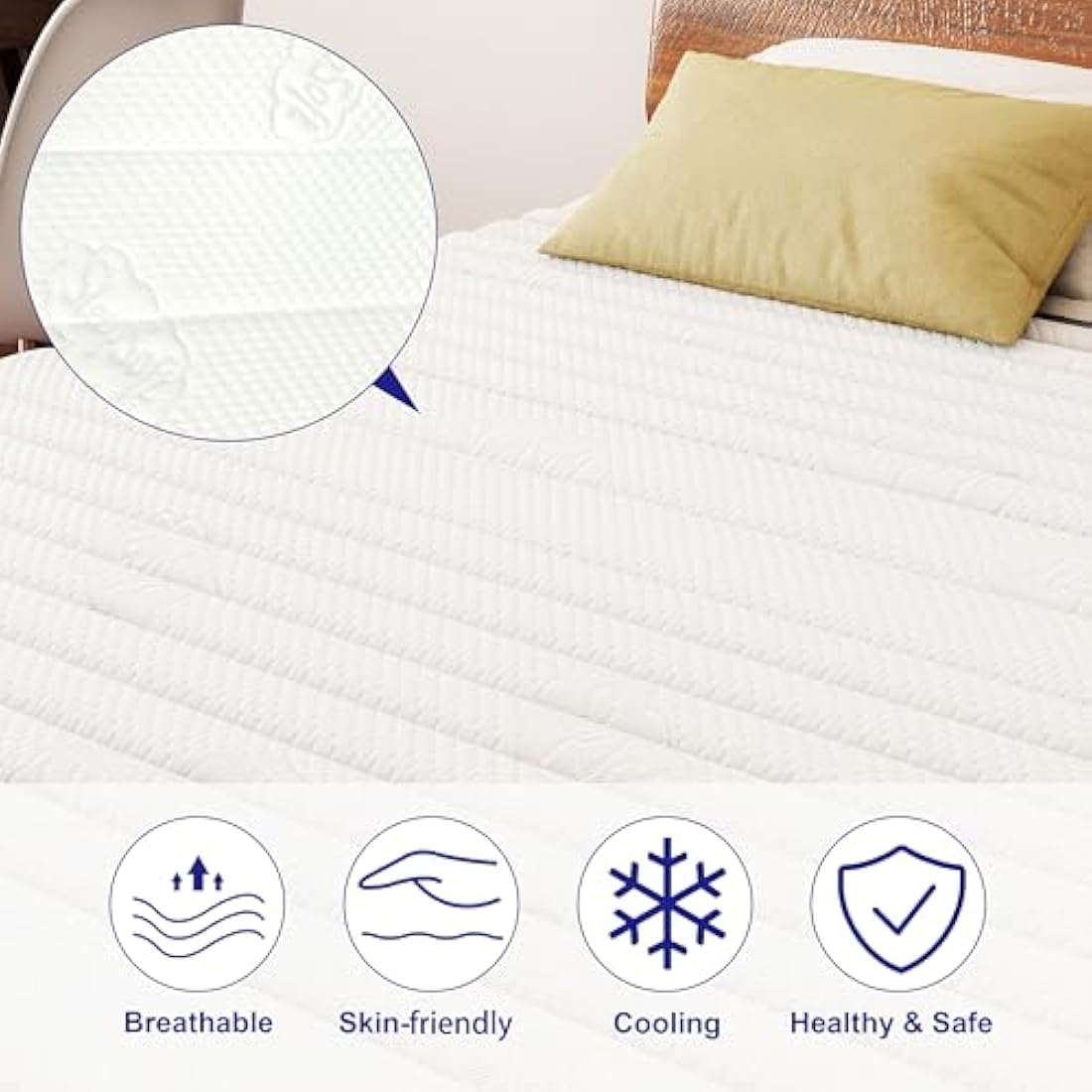 MOLPHIT 10 Inch Small Double Mattress, 7-Zone Hybrid Small Double Bed Mattresses, Memory Foam Mattress with Pocket Sprung with Medium Firm for Body Support & Pressure Relief - 120x190x25cm