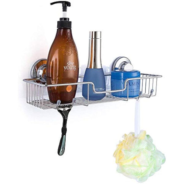 SANNO Shower Caddy,Strong Suction Cup Bathroom Shower Caddies,Bath Shelf Storage Combo Organizer Basket, Kitchen & Bathroom Accessories Shampoo Conditioner - Rustproof Stainless Steel(Set of 2)