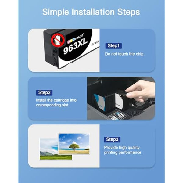 GPC Image 963XL Ink Cartridges Multipack Remanufactured for HP 963 963XL Ink Compatible for HP Officejet Pro 9020 9014 9015 9016 9018 9019 9022 9025 Printers (1 Black, 1 Yellow, 1 Cyan 1 Magenta)