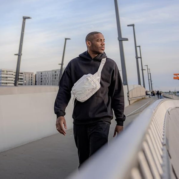 Johnny Urban Bum Bag Beige - Travis - Large Waist Bag for Travel Hiking Outdoor - Breathable Airmesh & Adjustable Strap - Many Pockets with Zippers - Accessory Add On for Backpack