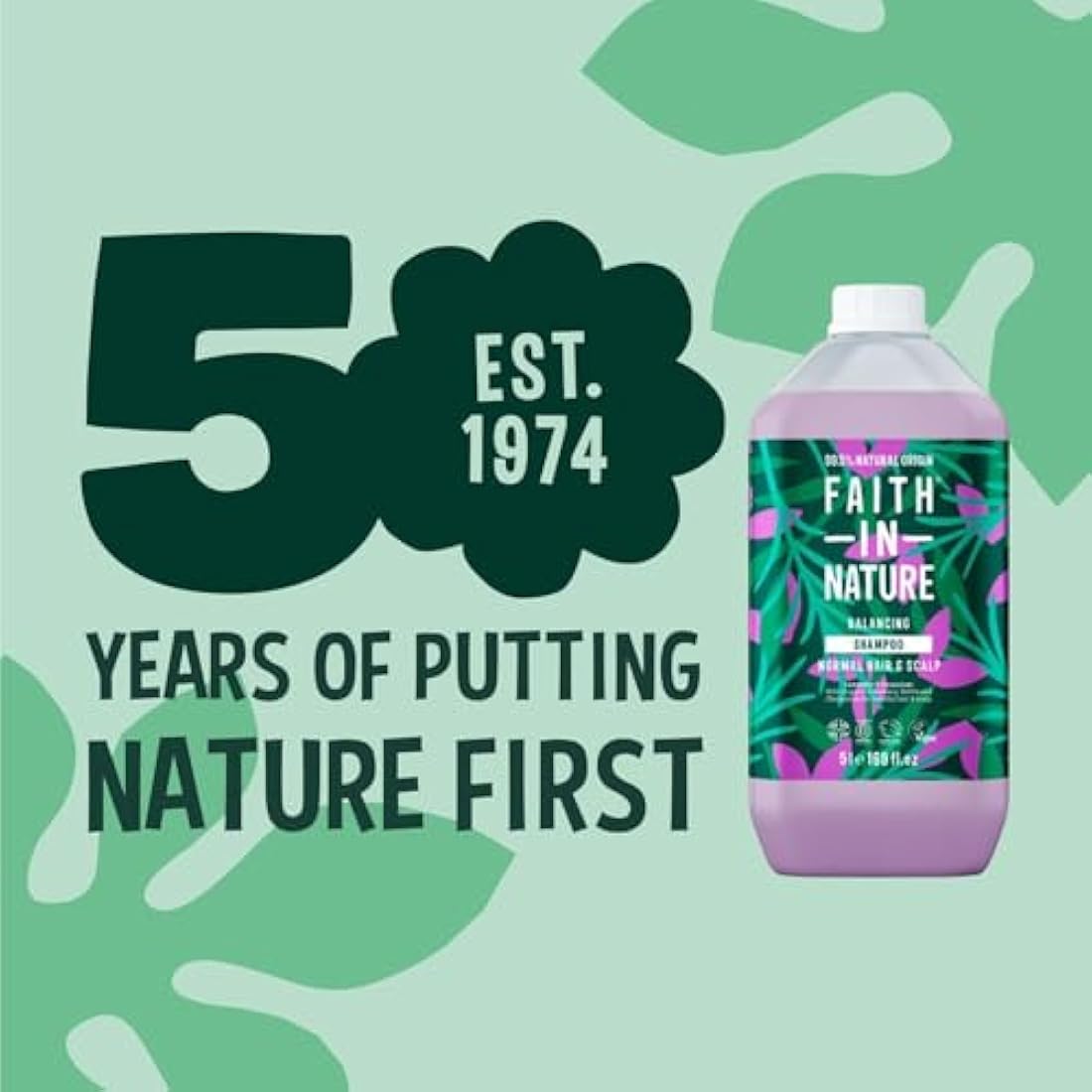 Faith In Nature Natural Lavender & Geranium Shampoo, Balancing for Normal Hair & Scalp, Vegan & Cruelty Free, No SLS, Silcones or Parabens, 5L Refill Pack