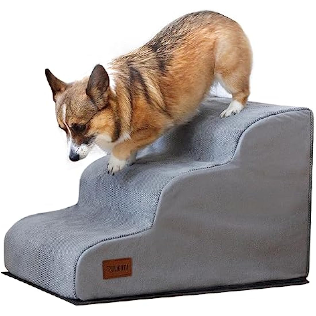 3 Tiers Foam Dog Stairs for High Bed, Easy to Carry with Handle Design, High Density Foam Dog Ramp for Small Dogs, Pet Steps for Older Dogs/Cats with Joint Pain, Ramp Stairs for Couch
