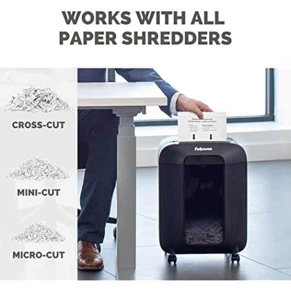 Fellowes 10 Paper Shredder Oil Lubricant Sheets – Powershred Performance+ Easy to Use Shredder Oil Sheets - White