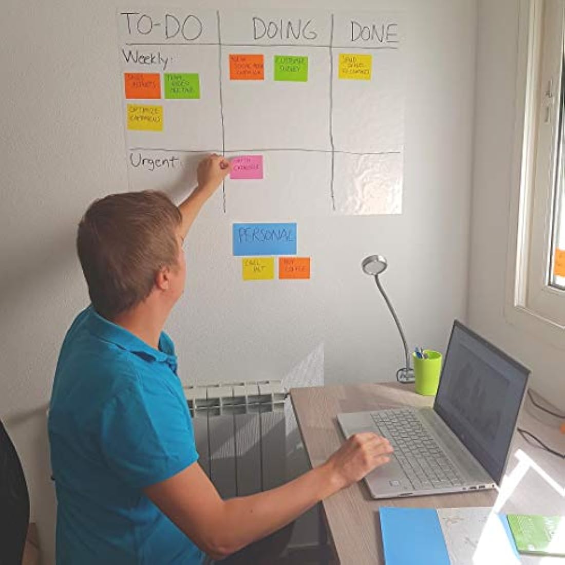 Electrostatic self-Adhesive Sticky Notes – Place it Everywhere: Stick to Any Surface Without Glue – Visualize Your Ideas, Move, Reorder – by innox Notes - Assorted Colours, 20x10cm, 500 Sheets