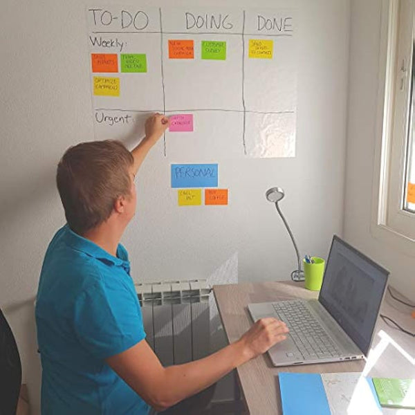 Electrostatic self-Adhesive Sticky Notes – Place it Everywhere: Stick to Any Surface Without Glue – Visualize Your Ideas, Move, Reorder – by innox Notes - Assorted Colours, 20x10cm, 500 Sheets