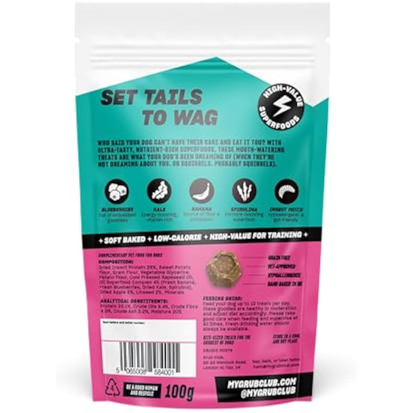 Insect Protein Superfood Dog Treats for Daily Training and High Value Rewards - Grain Free, High Protein and Planet Friendly - Sit Roll Treat Repeat (10 x 100g) - GRUB CLUB
