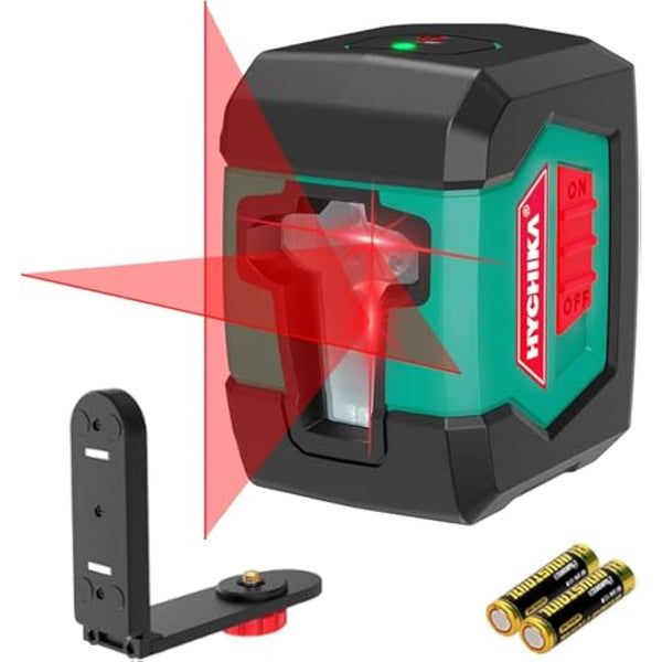 HYCHIKA Laser Level, Laser Levels Self Leveling with Double Laser Module, Laser Spirit Level with 2 Lines Horizontal/Vertical, Flexible Magnetic Base, 2 x AA Batteries Included
