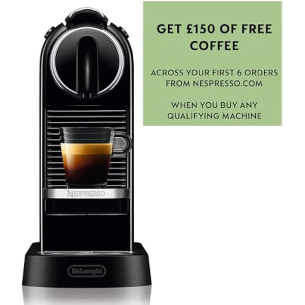 Nespresso Citiz Coffee Machine by De'Longhi for Original Coffee Pods, Italian Inspired Espresso, Quality Coffee, Starter Capsule Set Included, EN167.B, Black